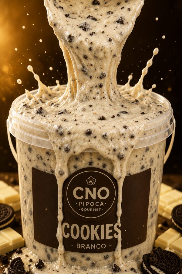 Pipoca gourmet sabor Cookies branco